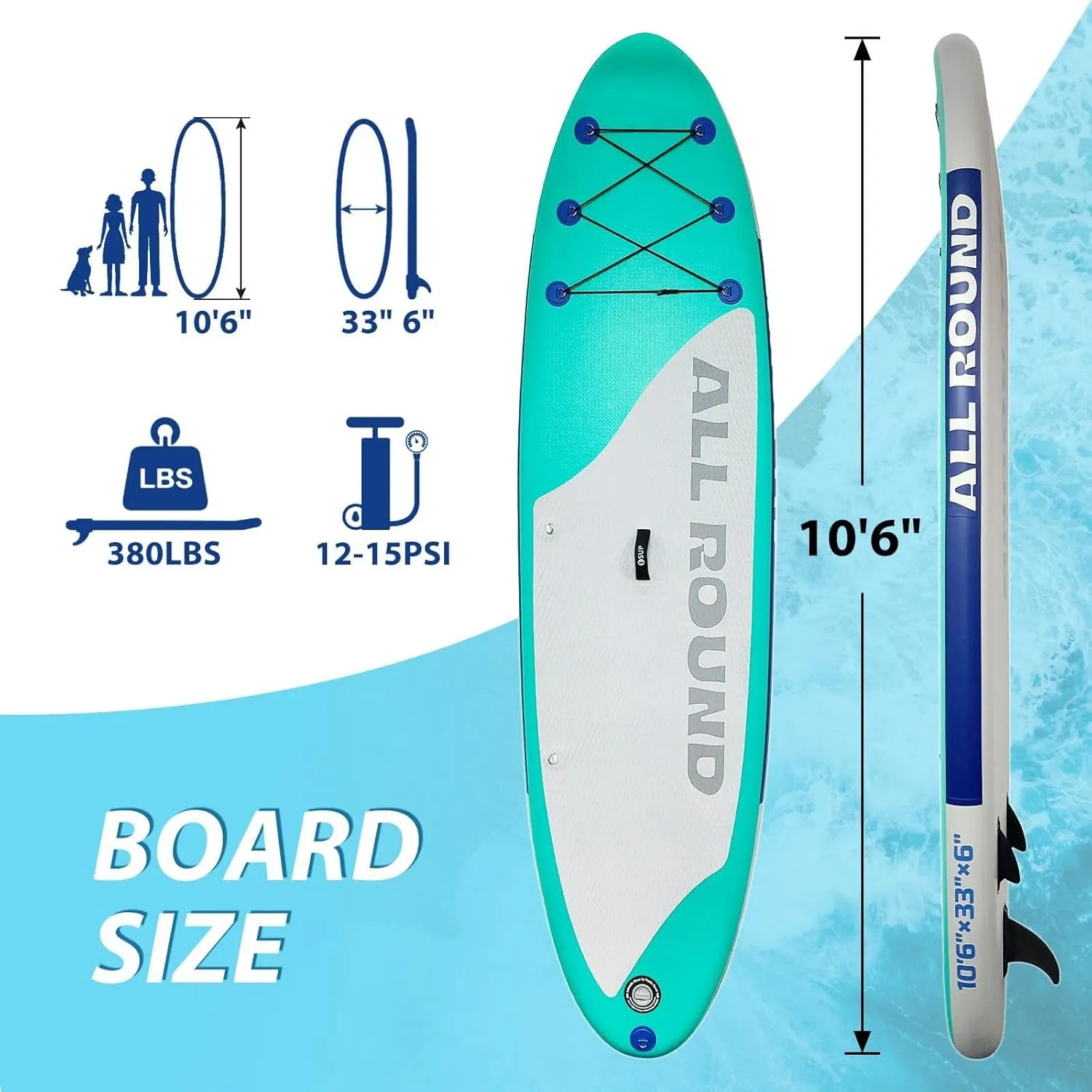 10'6" Upgraded Inflatable Stand Up Paddle Board for Adults - Superior Stability, Portability, and Satisfaction Guarantee