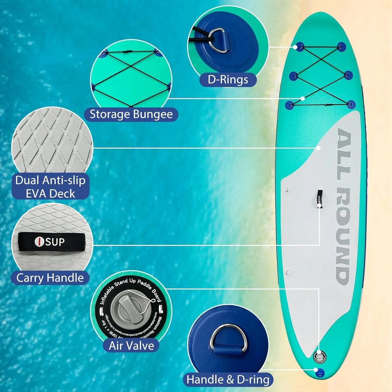 10'6" Upgraded Inflatable Stand Up Paddle Board for Adults - Superior Stability, Portability, and Satisfaction Guarantee