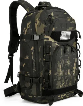 45L Tactical Backpack for Men and Women Army Assault Pack Large Molle Military Tactical Backpack Bug Out Bag Daypack (Black CP)