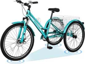 ABORON Adult Mountain Tricycle, 7-Speed 3-Wheel Mountain Bikes 24/26/27.5inch Available, Front Suspension, Disc Brake