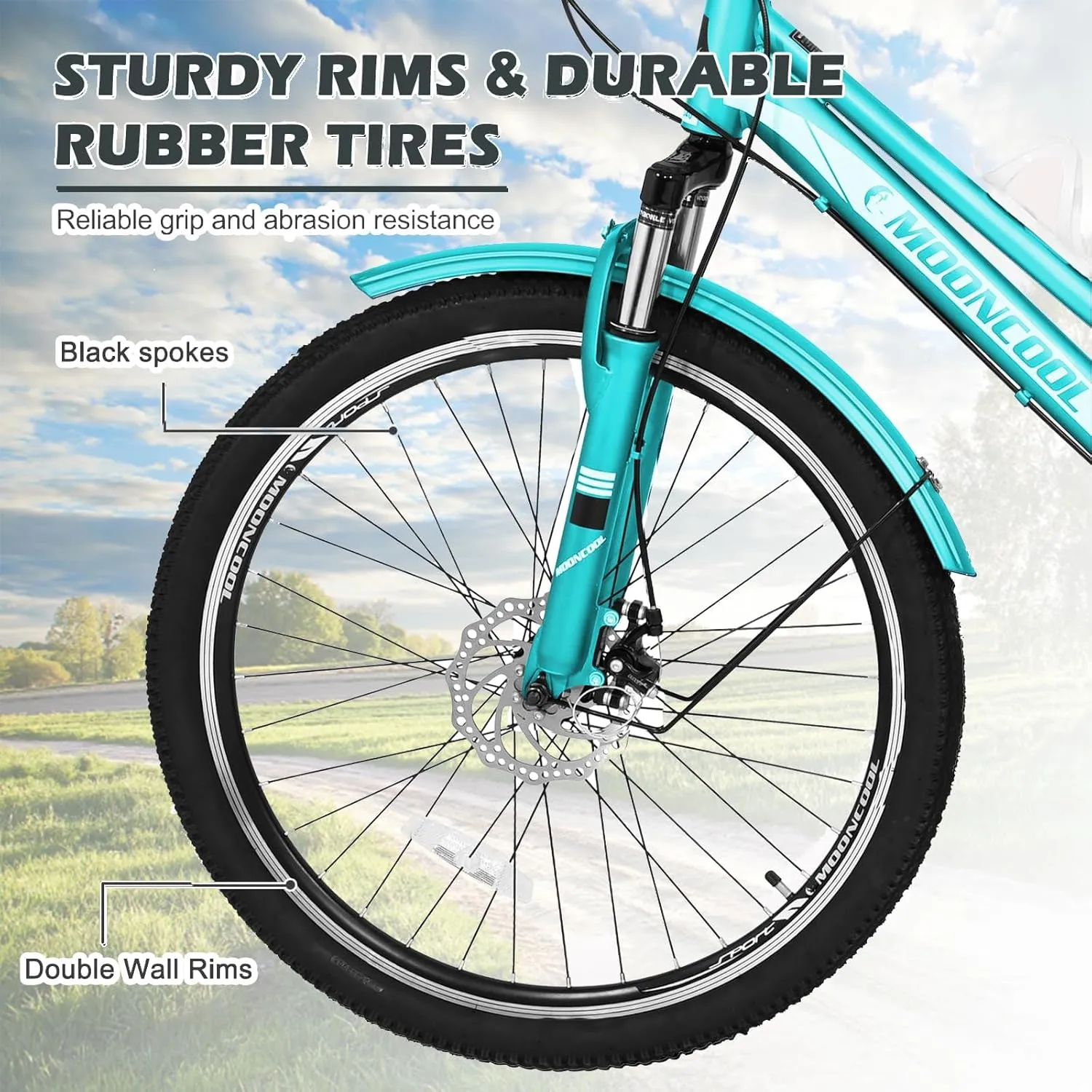 ABORON Adult Mountain Tricycle, 7-Speed 3-Wheel Mountain Bikes 24/26/27.5inch Available, Front Suspension, Disc Brake