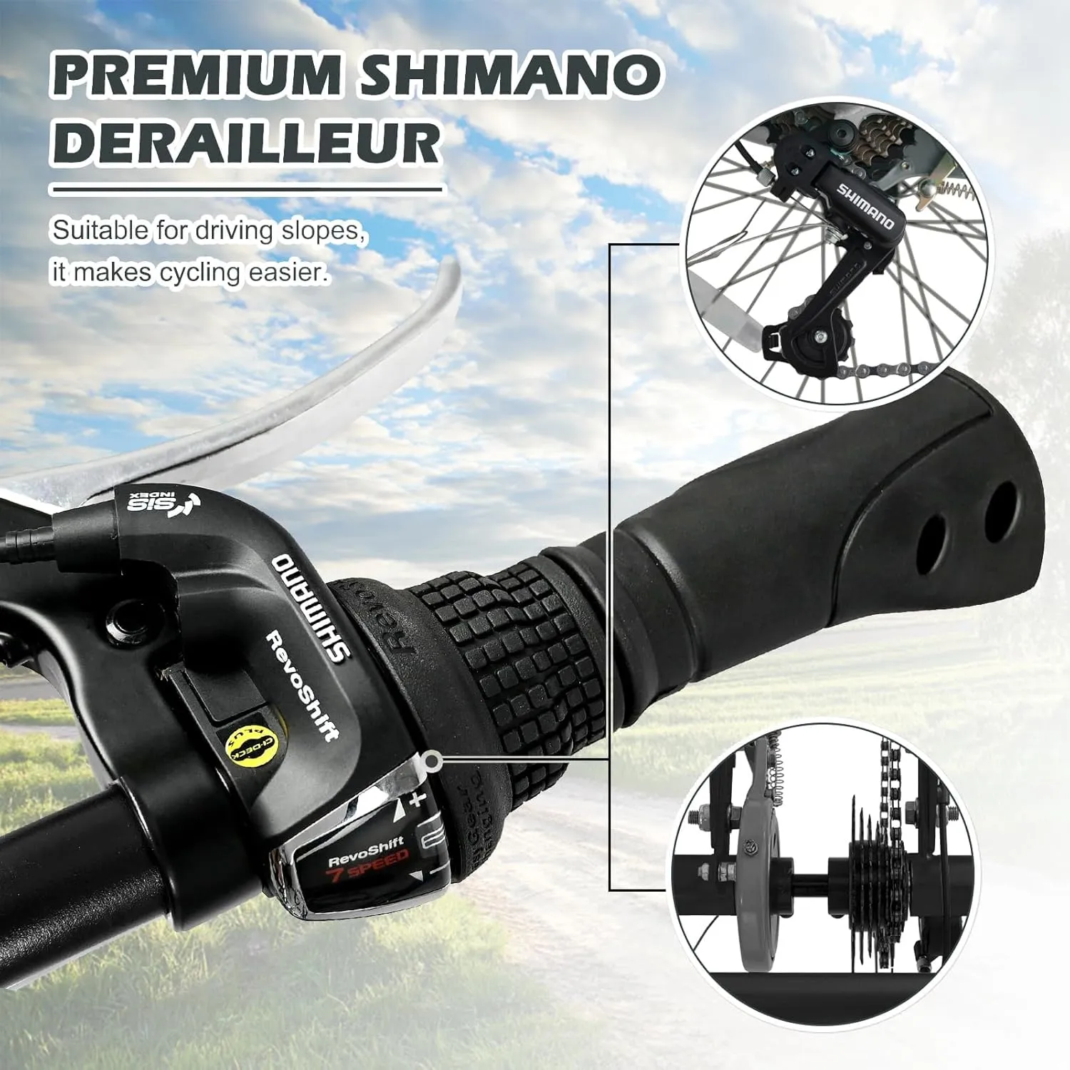 ABORON Adult Mountain Tricycle, 7-Speed 3-Wheel Mountain Bikes 24/26/27.5inch Available, Front Suspension, Disc Brake