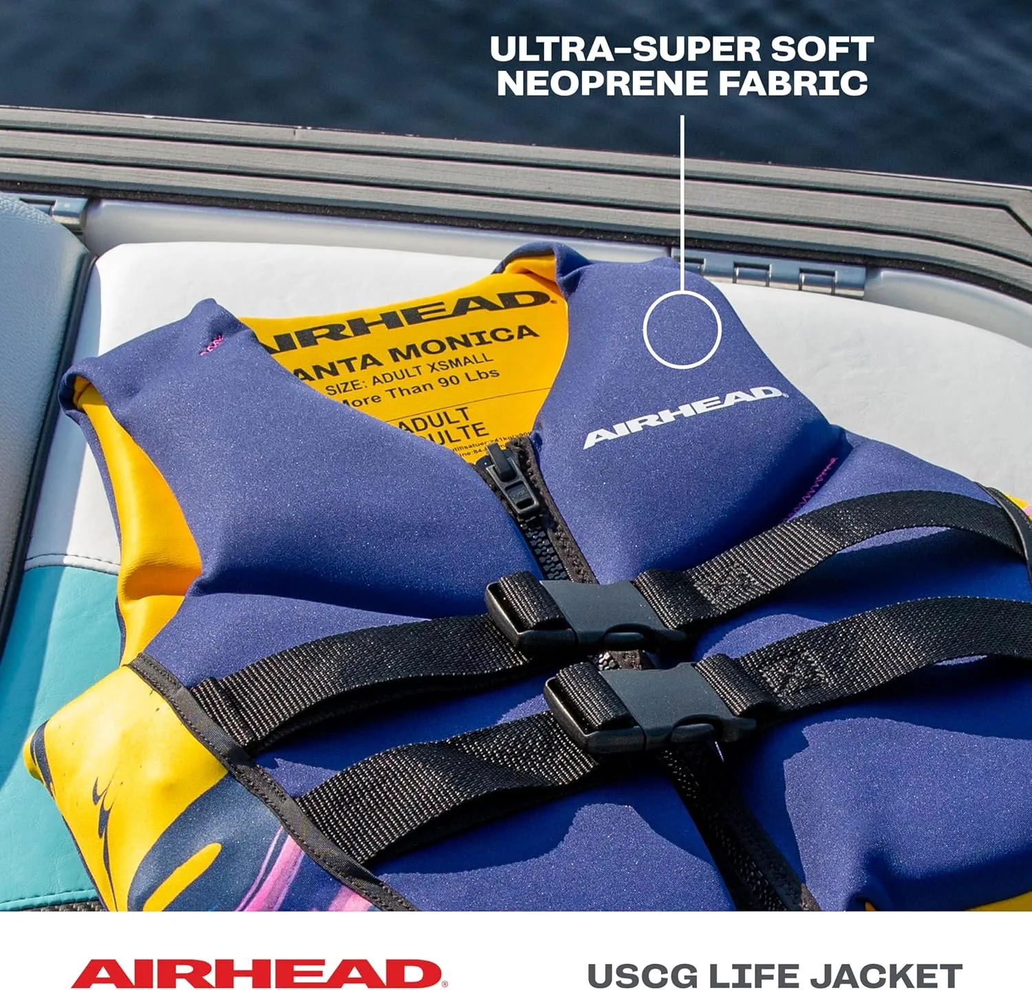Airhead Santa Monica Life Vest Multiple Sizes - Swim Vests for Adults, Children & Youth - Kwik Dry Neolite Fabric - USCG Approved