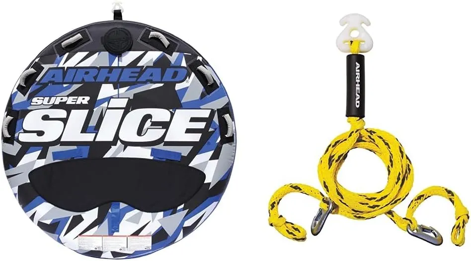 Airhead Super Slice, 1-3 Rider Towable Tube for Boating & Heavy Duty Tow Harness for 1-4 Rider Towable Tubes, Water Skis, Wakesurf Boards and Wakeboards, 16-Feet