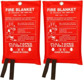 Aksipo Fire Blanket - Fiberglass Fire Emergency Suppression Blanket, Flame Retardant, Emergency Survival Safety Cover for Kitchen, Home, Car, Office, Warehouse, 2 Pack (39.3x39.3 inch)