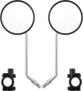 Bike Handlebar Rearview Mirror, Universal Adjustable Rotatable Clear Mirror for Mountain Road Bike Bicycle ebike Motorcycle Scooter Right Left Available with Bolt 10mm (2 Pcs)