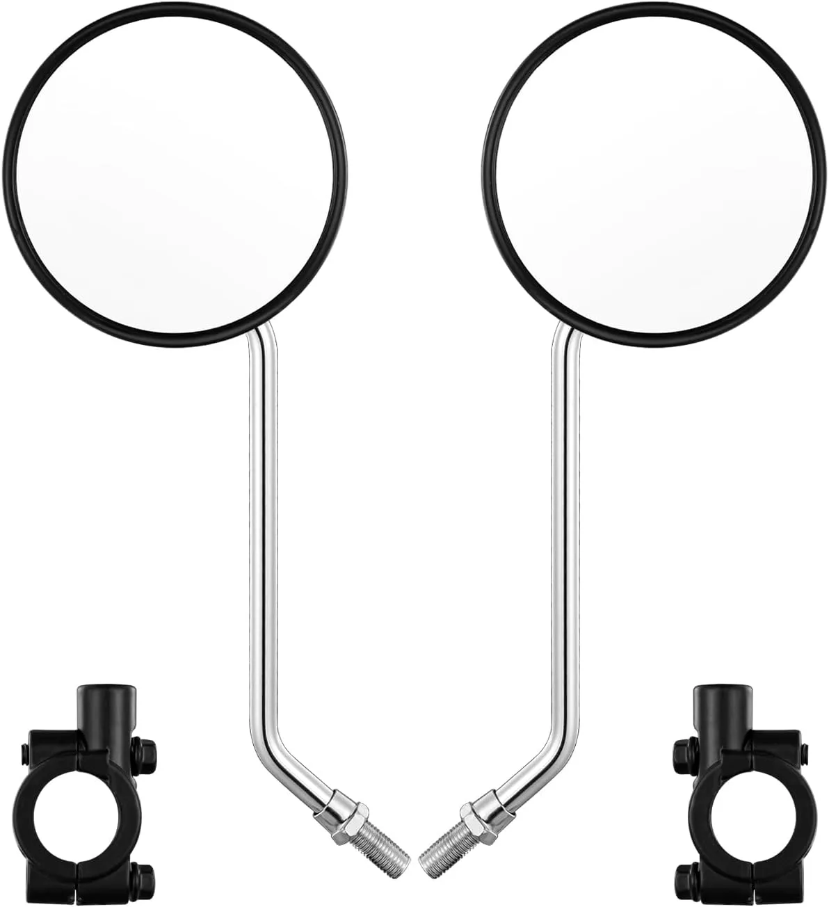Bike Handlebar Rearview Mirror, Universal Adjustable Rotatable Clear Mirror for Mountain Road Bike Bicycle ebike Motorcycle Scooter Right Left Available with Bolt 10mm (2 Pcs)