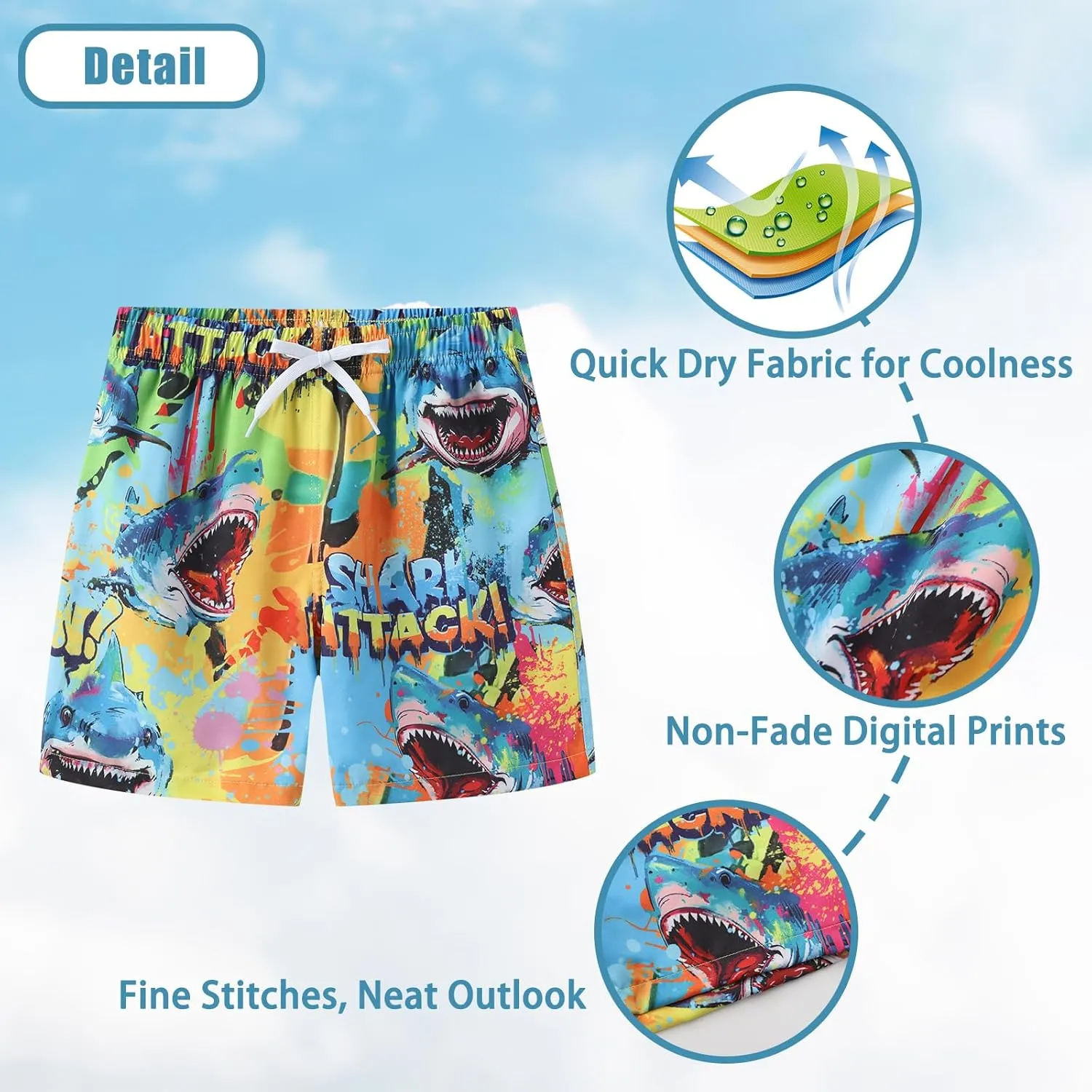 Boys Swim Trunks with Compression Liner Swim Shorts for Kids Boys Quick Dry Beach Shorts Swimwear 3-16 Years