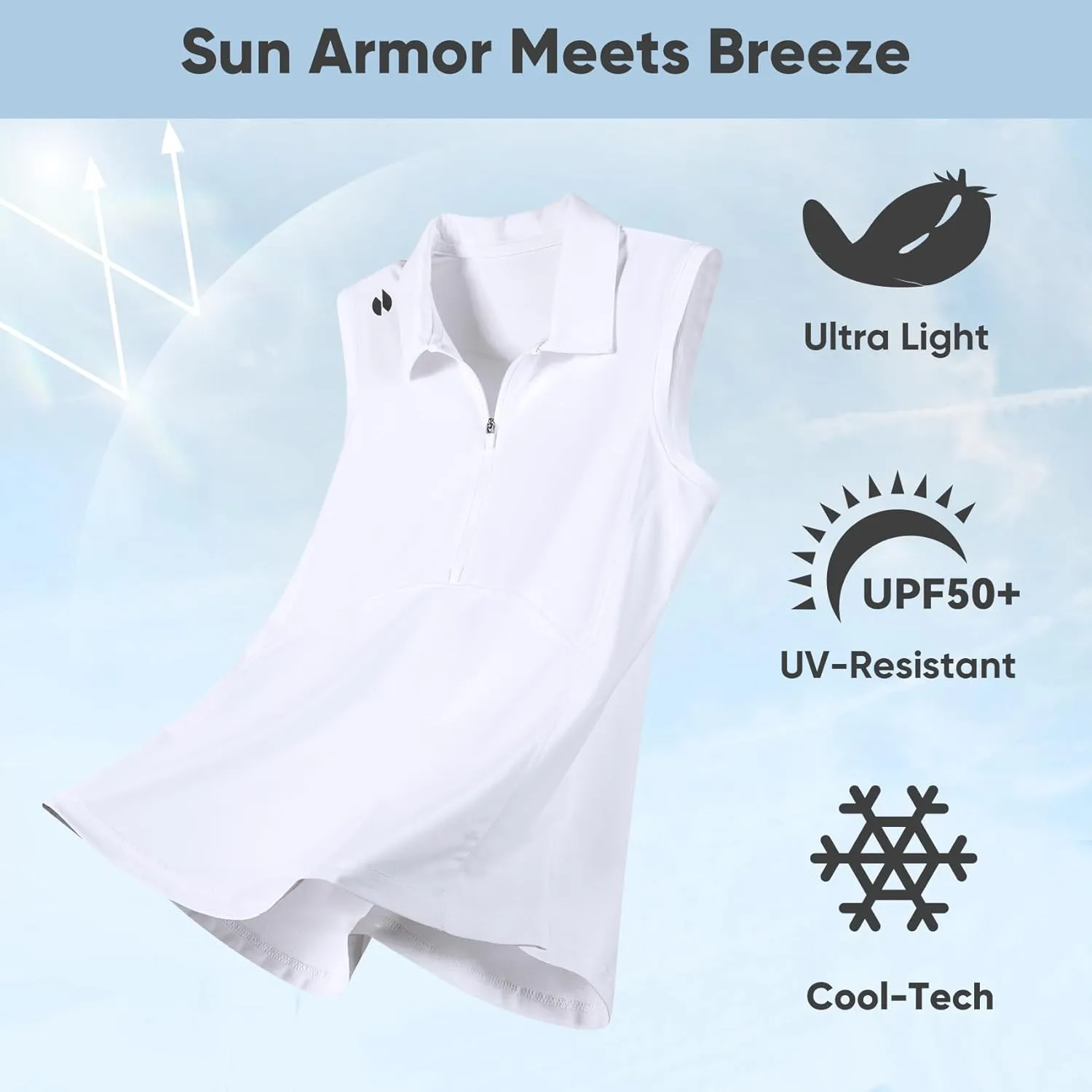 HOTSUIT Womens Golf Shirt Sleeveless Collared Golf Clothes Polo Shirts Quick Dry Lightweight V Neck UPF 50 
