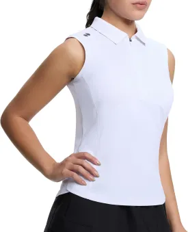 HOTSUIT Womens Golf Shirt Sleeveless Collared Golf Clothes Polo Shirts Quick Dry Lightweight V Neck UPF 50 