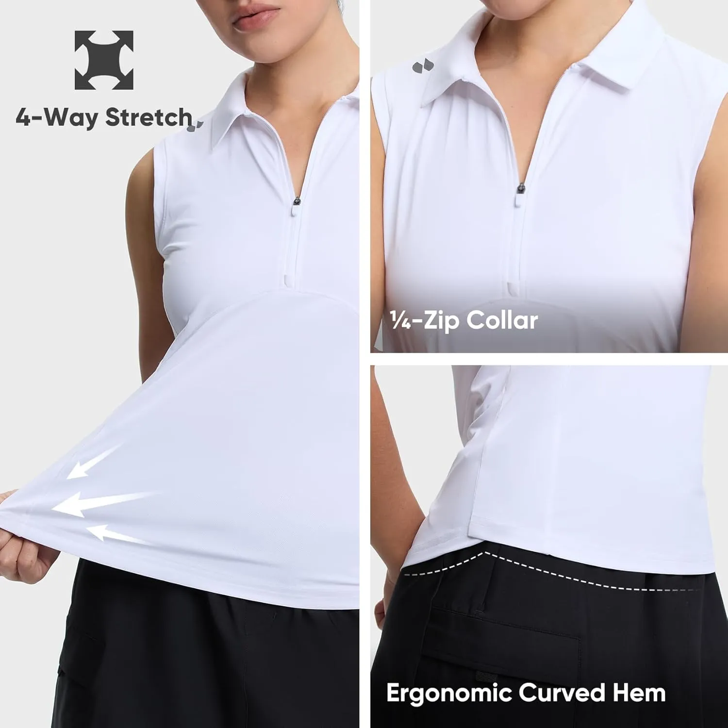 HOTSUIT Womens Golf Shirt Sleeveless Collared Golf Clothes Polo Shirts Quick Dry Lightweight V Neck UPF 50 