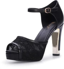 IDIFU Women's IN4 Mary Platform Chunky High Heels Sandals Peep Toe Dress Wedding Bridal Shoes For Women Bride Bridesmaid
