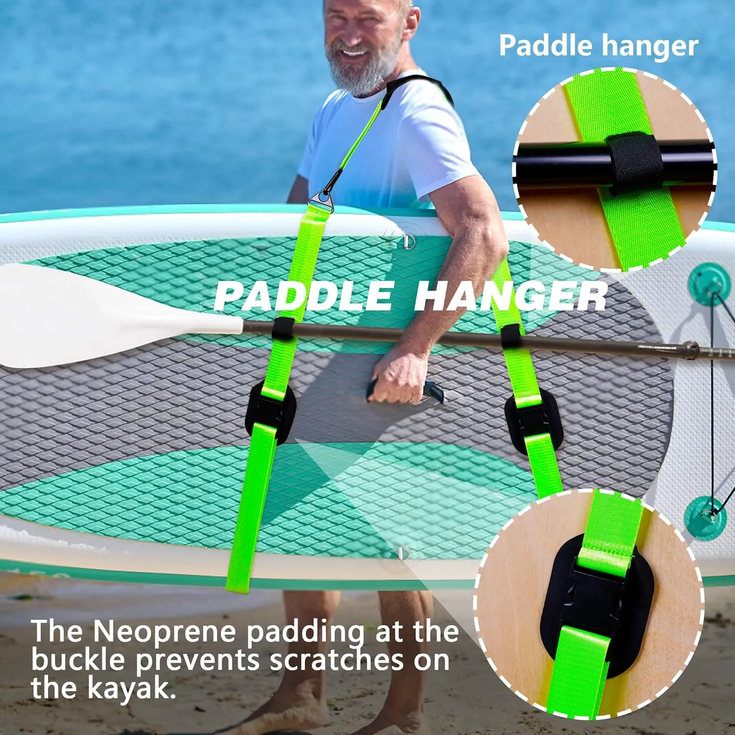 Kayak Surfboard Paddle Board Shoulder Strap Hands-Free SUP Carrying Adjustable Strap with Padded Sling Anti-scratch design