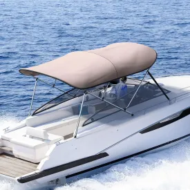 KING BIRD 3-4 Bow Bimini Boat Top Cover Sun Shade Boat Canopy Waterproof 1 Inch Stainless Aluminum Frame 46" Height with Rear Support Poles and Storage Boot 6 Colors -5 Sizes