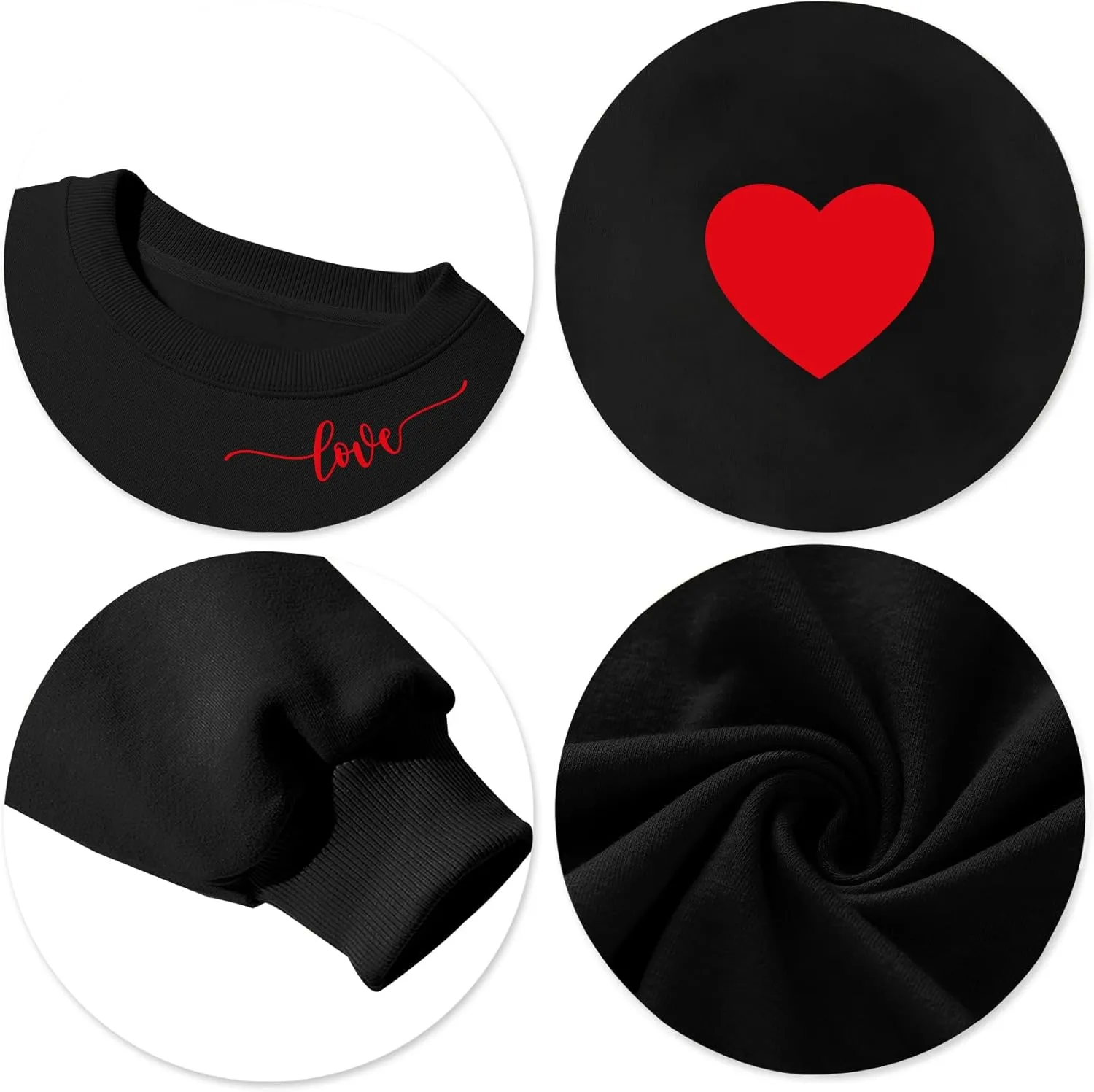 LAZYCHILD Love Heart Sweatshirt for Women Cute Hearts Graphic Pullover Long Sleeve Valentine Shirts Tops