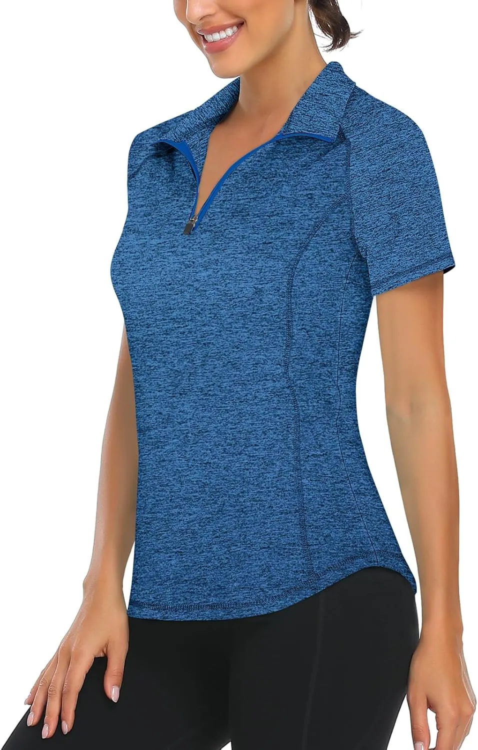LURANEE Women's Short Sleeve Moisture Wicking Athletic Shirts Quarter Zip Pullover