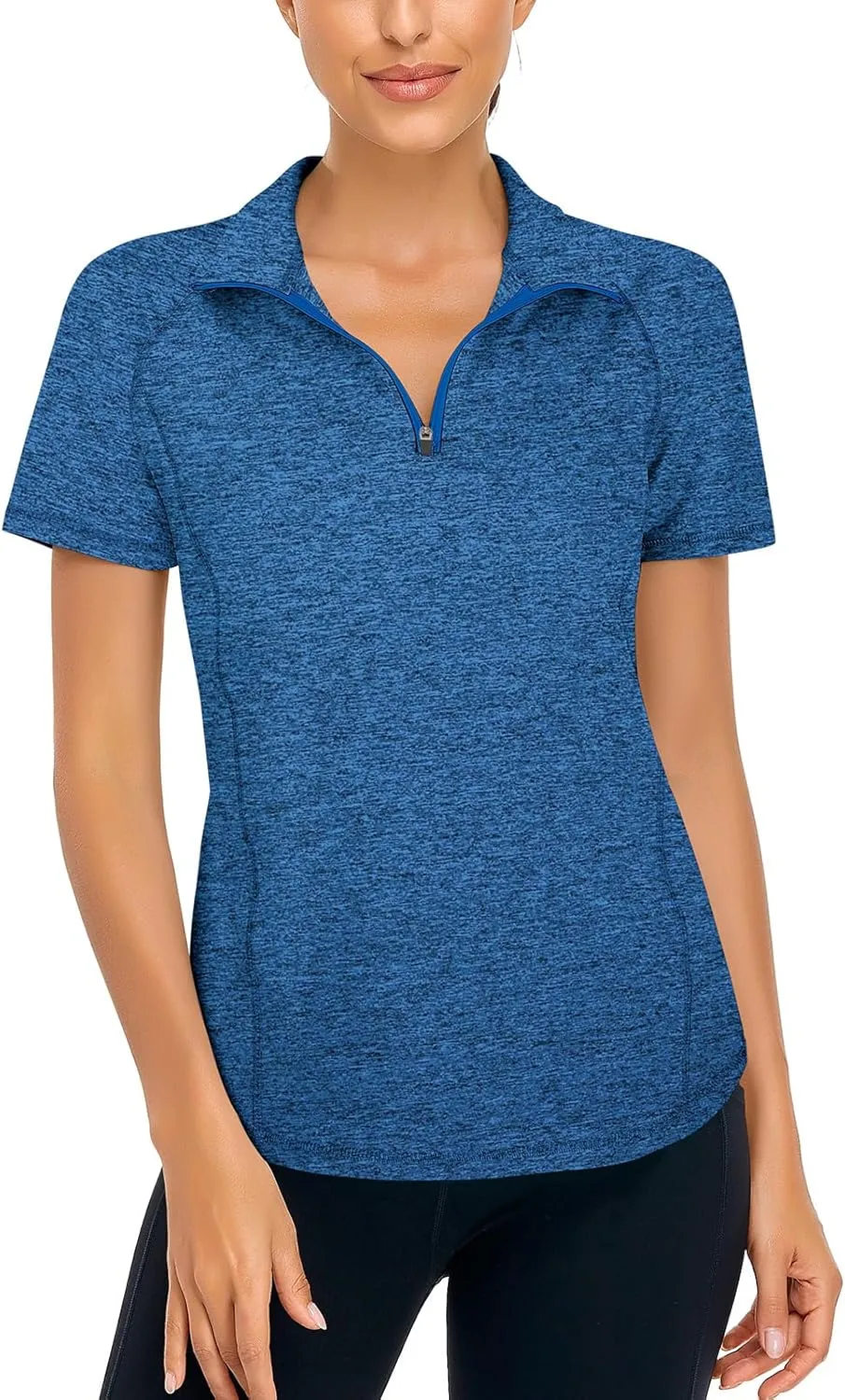 LURANEE Women's Short Sleeve Moisture Wicking Athletic Shirts Quarter Zip Pullover