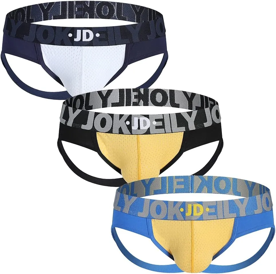 Men's Athletic Supporters Jockstrap 4-Pack Cotton Wide Waistband Active Underwear