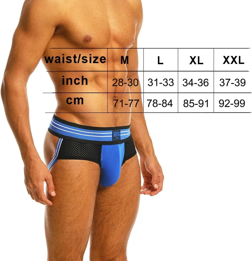 Men's Athletic Supporters Jockstrap 4-Pack Cotton Wide Waistband Active Underwear