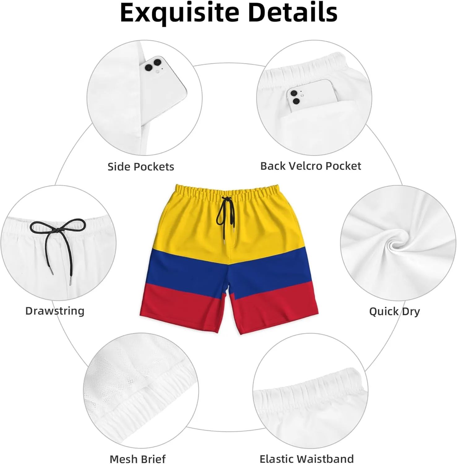 Mens Jamaica Swim Trunks Jamaican Flag Trunk Beach Shorts Quick Dry Board Shorts Summer Party Shorts Pockets Mesh