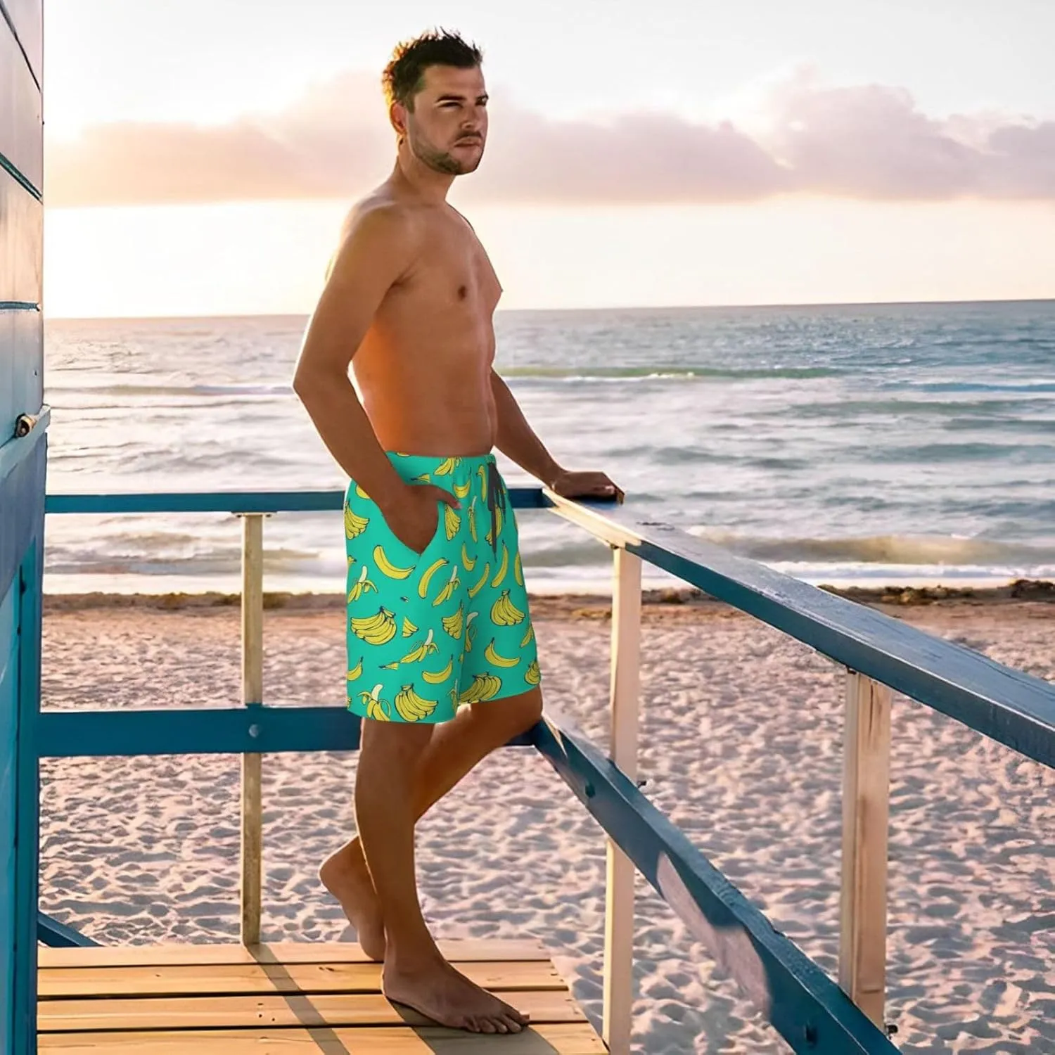 Mens Swim Trunks Quick Dry Board Shorts Funny Beach Shorts Swimwear Bathing Suits