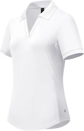 MIER V-Neck Polo Shirts for Women Short Sleeve UPF 50  Sun Protection Golf Tennis Active Stretch Collared Shirt Tops, Dry Fit