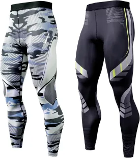 OEBLD Compression Pants Men UV Blocking Running Tights 1 or 2 Pack Gym Yoga Leggings for Athletic Workout