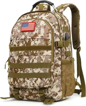 outdoor plus Camo Backpack for Boys,Military Teen Backpack with USB Port, Army Bookbag for School