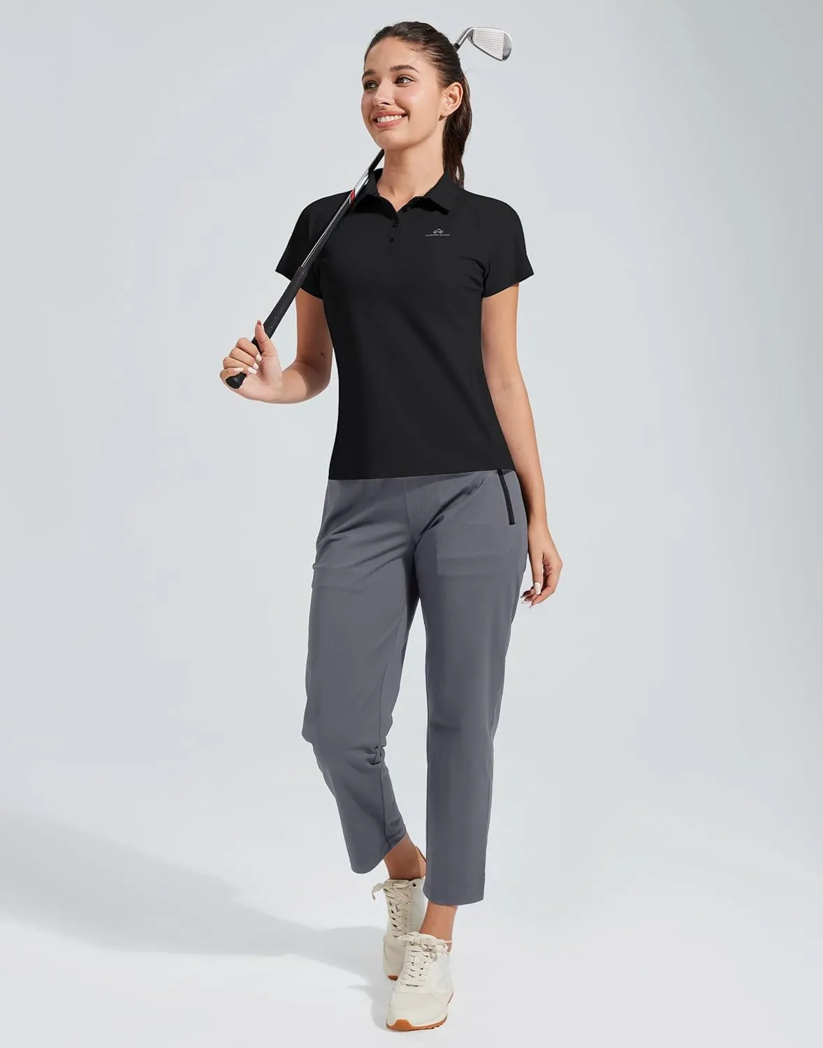 Pioneer Camp Women's Golf Shirt Short Sleeve Polo Shirts UPF 50  Quick Dry Collared Tennis Work Athletic Tops 4 Button
