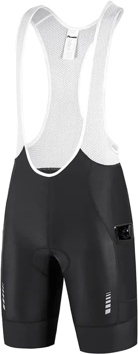 Przewalski Men's Cycling Bike Bib Shorts with Phone Pockets,4D Padded Breathable Biking Bicycle Bib Tights 