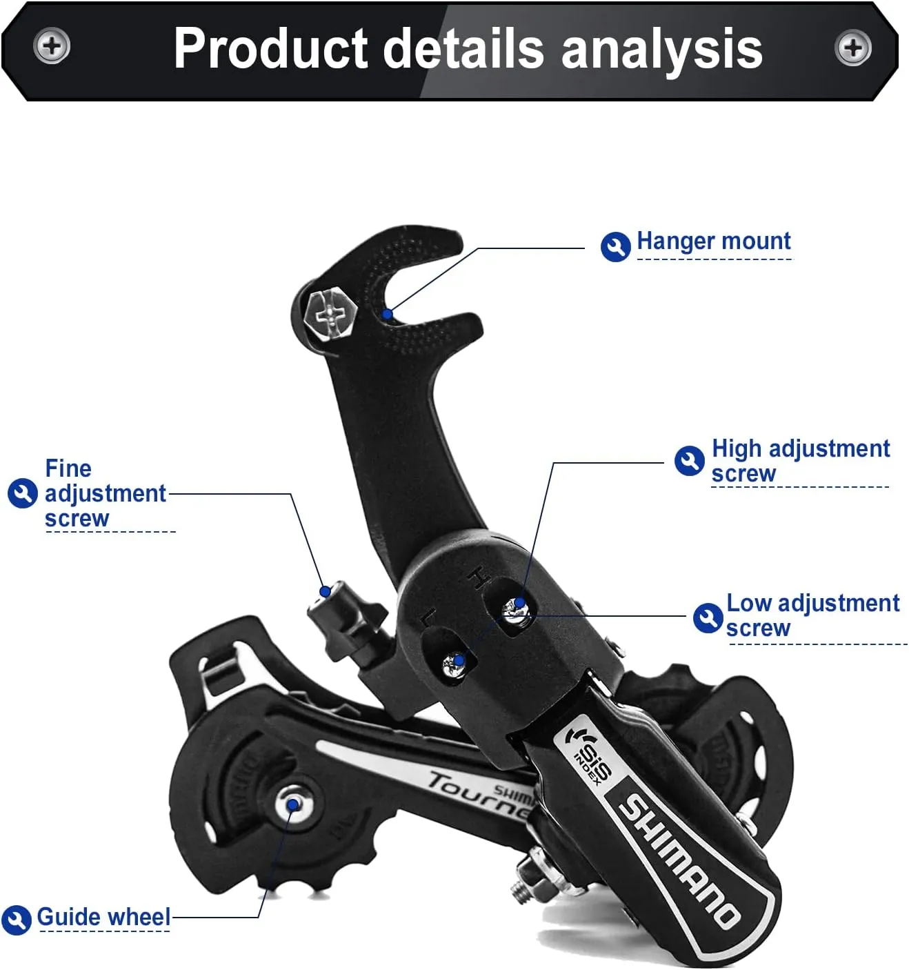 RD-TY21B 6/7 Speed Derailleur - Direct/Hanger Mount for Mountain, Tricycle, Commuter, Cruiser Bikes