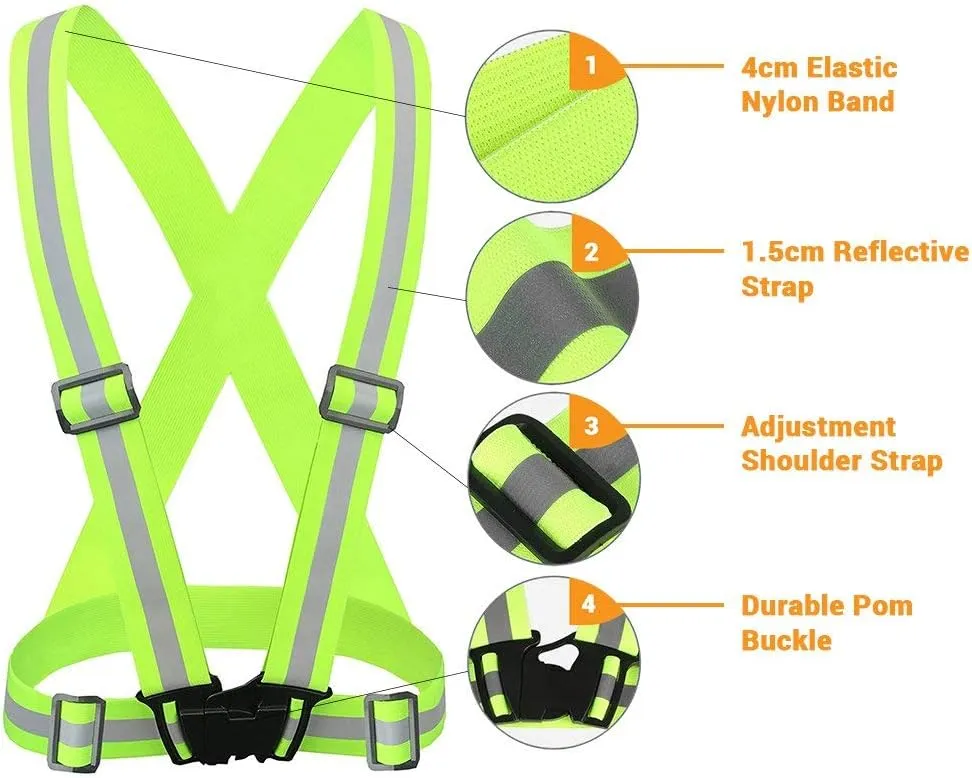Reflective Vest Running Gear 2Pack, High Visibility Adjustable Safety Ves for Night Cycling,Hiking, Jogging,Dog Walking