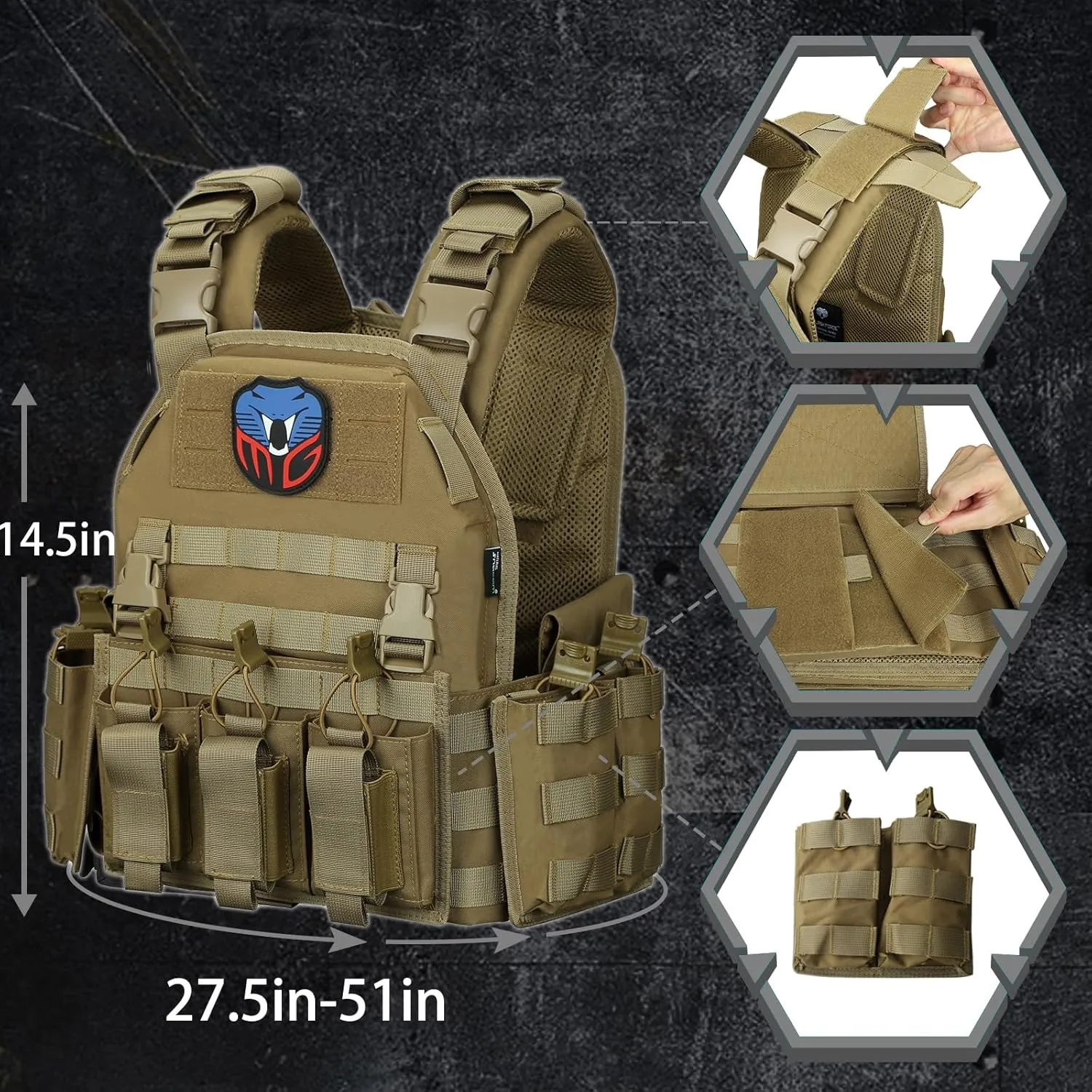 Tactical Vest for Men Molle Security Airsoft Vest Adult