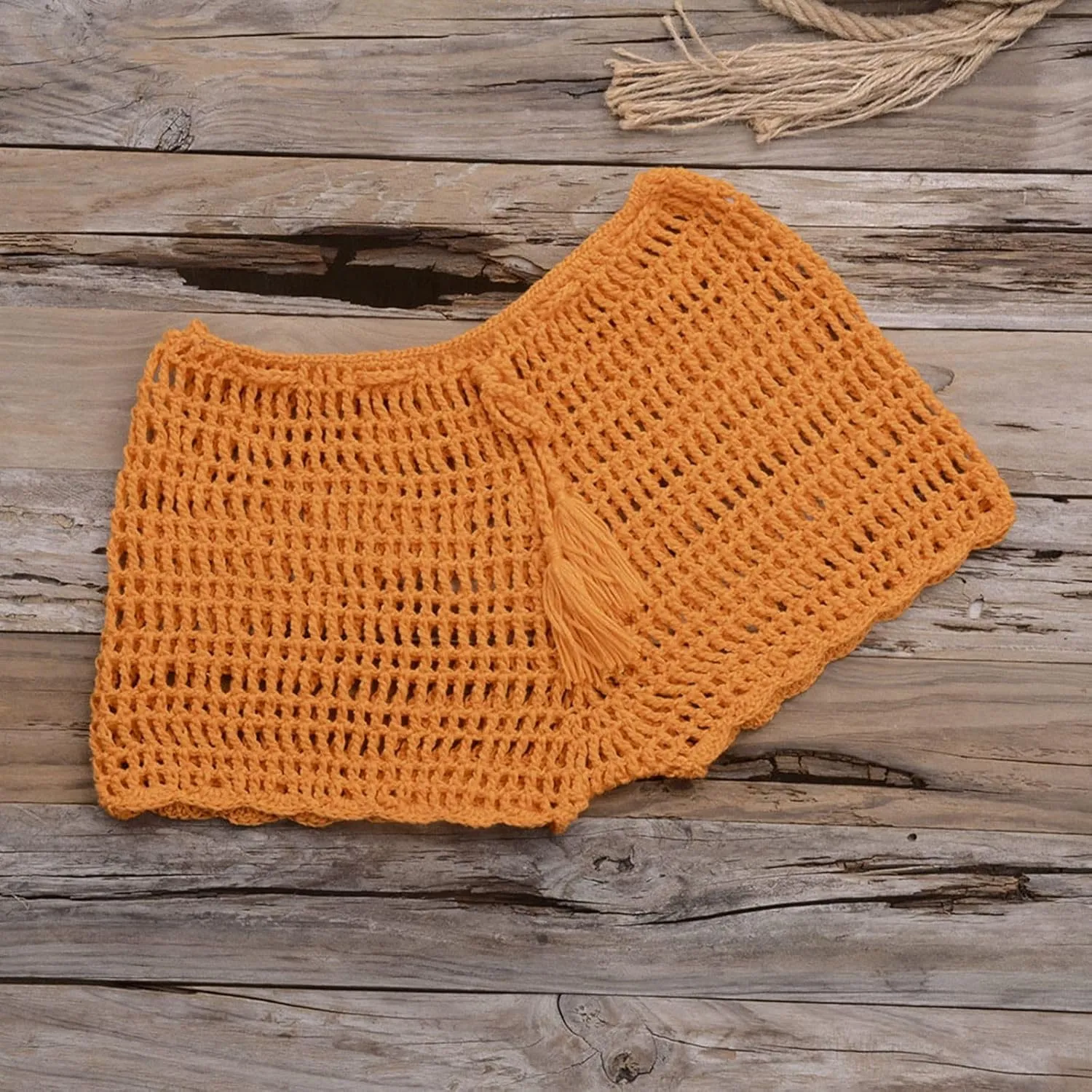 Women's Crochet Cover Up Shorts Hollow Out Knit Bathing Suit Crochet Beach Shorts Coverup Bottom
